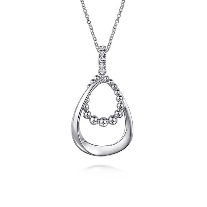 Gabriel & Co Bujukan White Sapphire Pendant Necklace in Sterling Silver