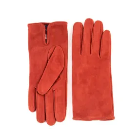 Gala Gloves Orange Suede Gloves With Piping & Mix Cashmere Lining