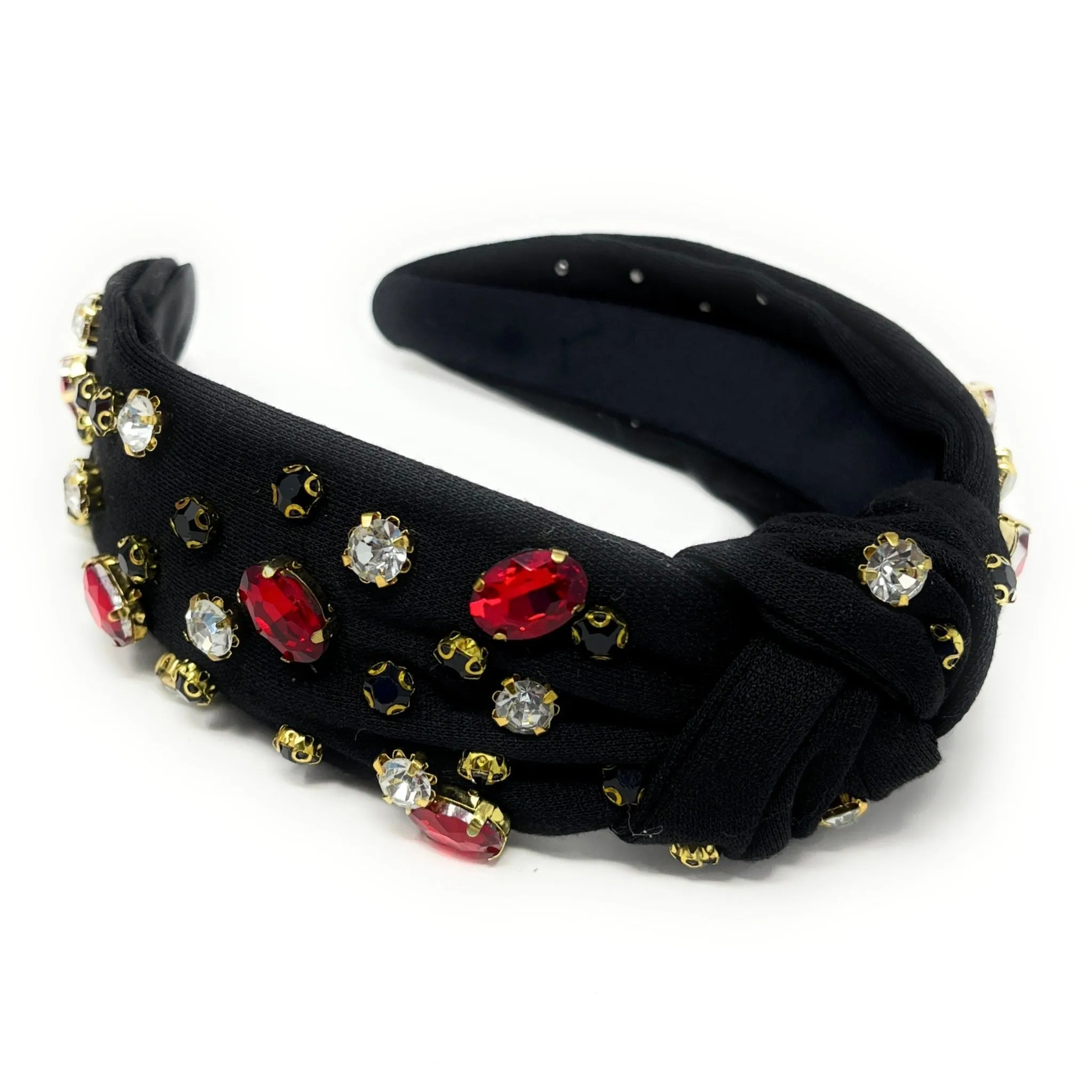 Game Day Black Red Jeweled Headband