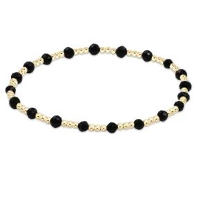 Gemstone Gold Sincerity Pattern 3mm Bead Bracelet - Faceted Onyx