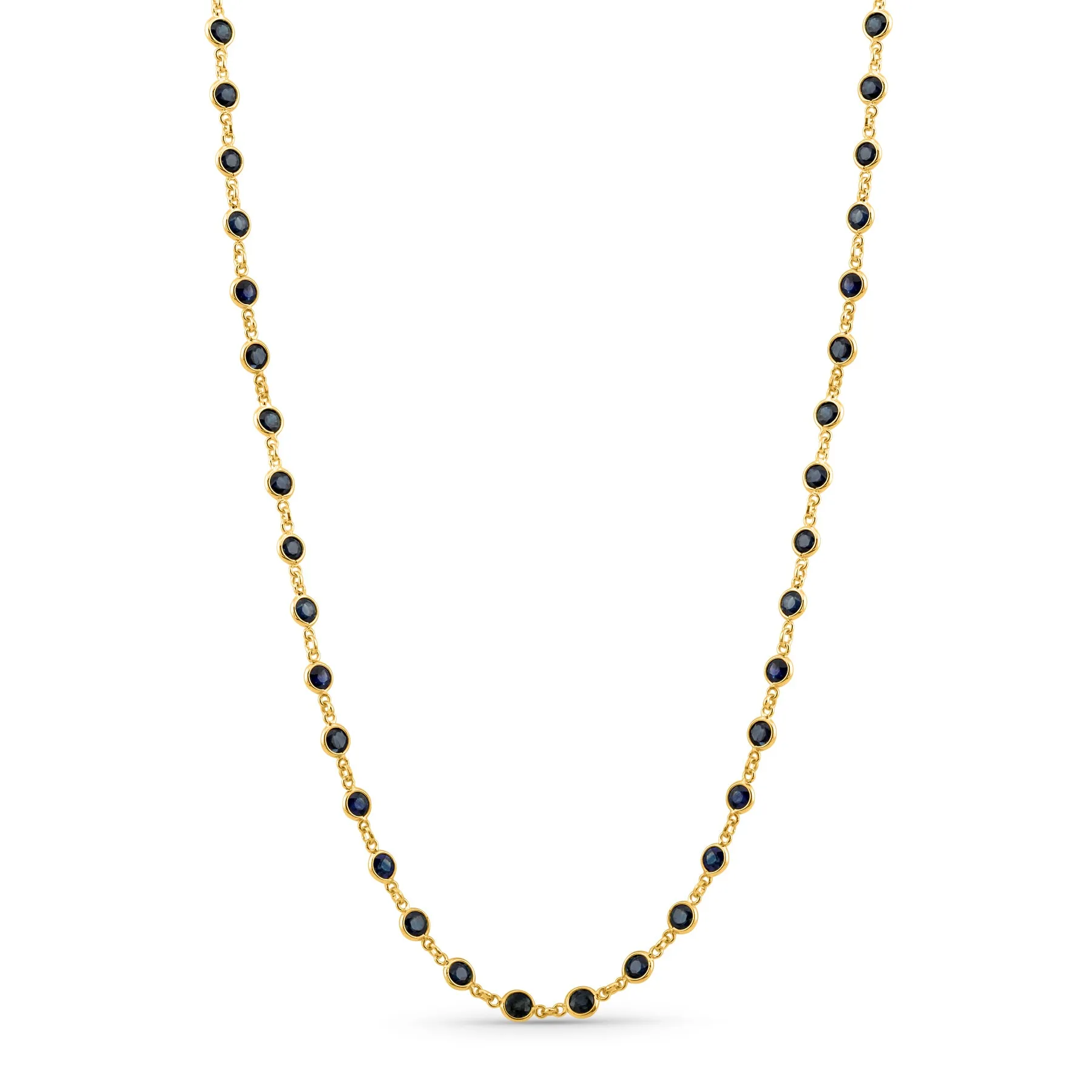 Gemstone Round Necklace In 18K Yellow Gold