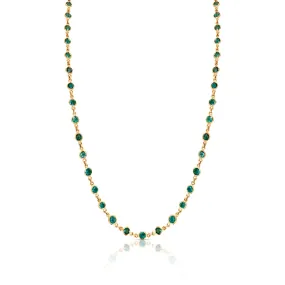 Gemstone Round Necklace In 18K Yellow Gold