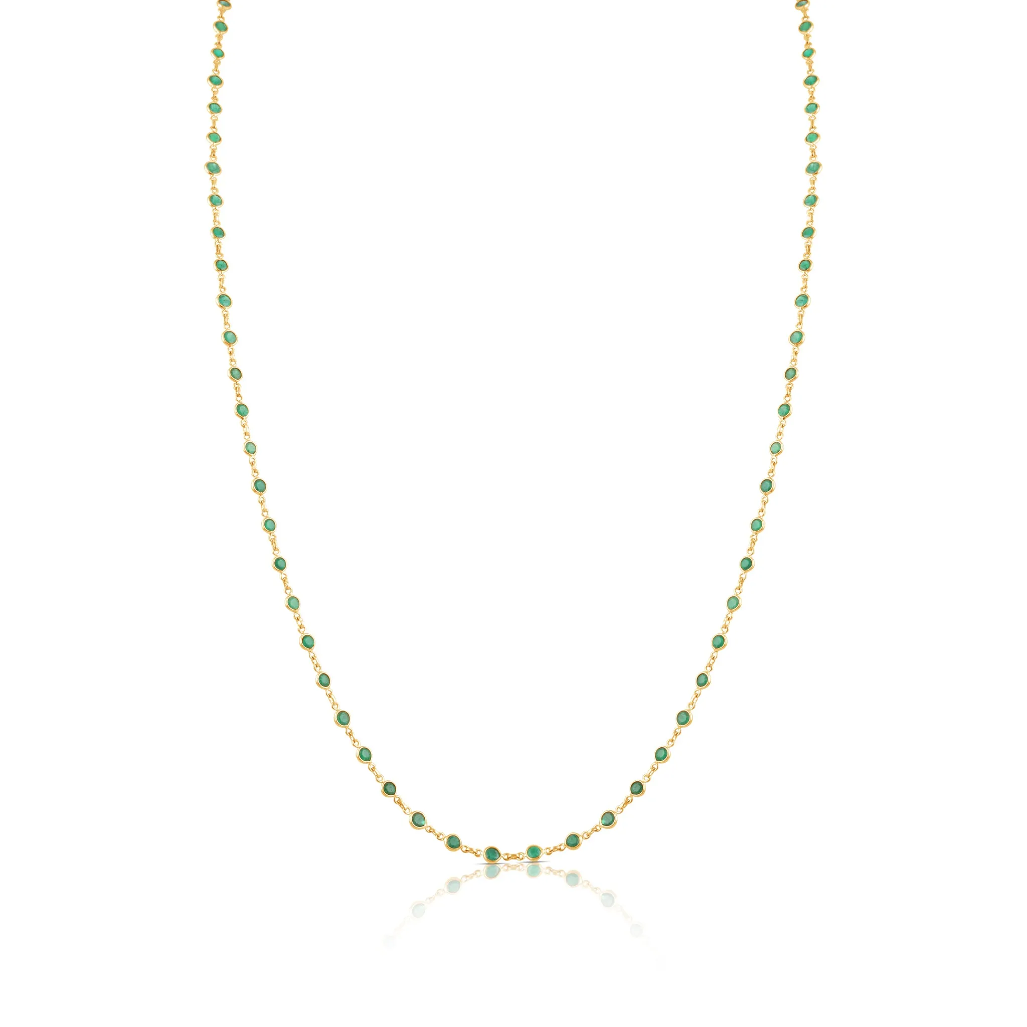 Gemstone Round Necklace In 18K Yellow Gold