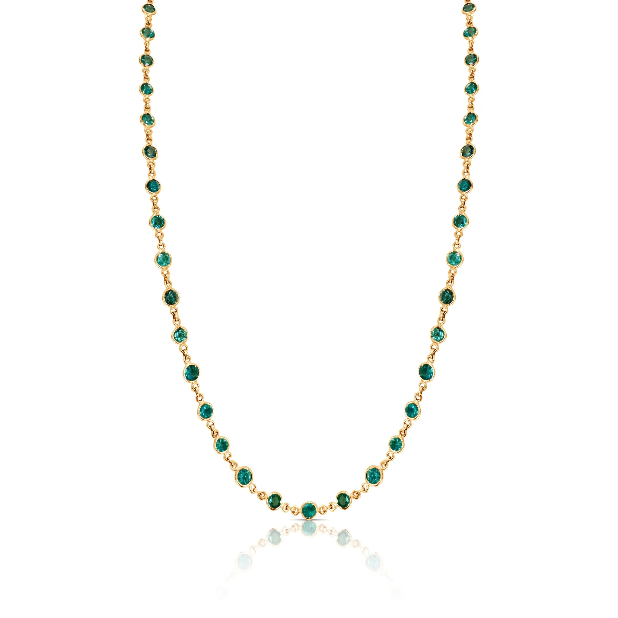 Gemstone Round Necklace In 18K Yellow Gold