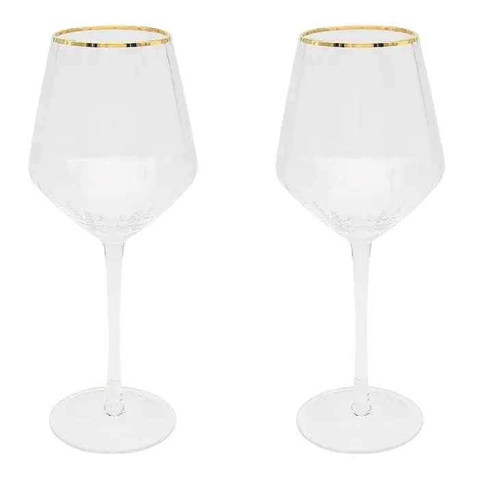 Gold Deco Glasses Set of 2 - Assorted Designs - Gin / Flute / Wine / Tumbler