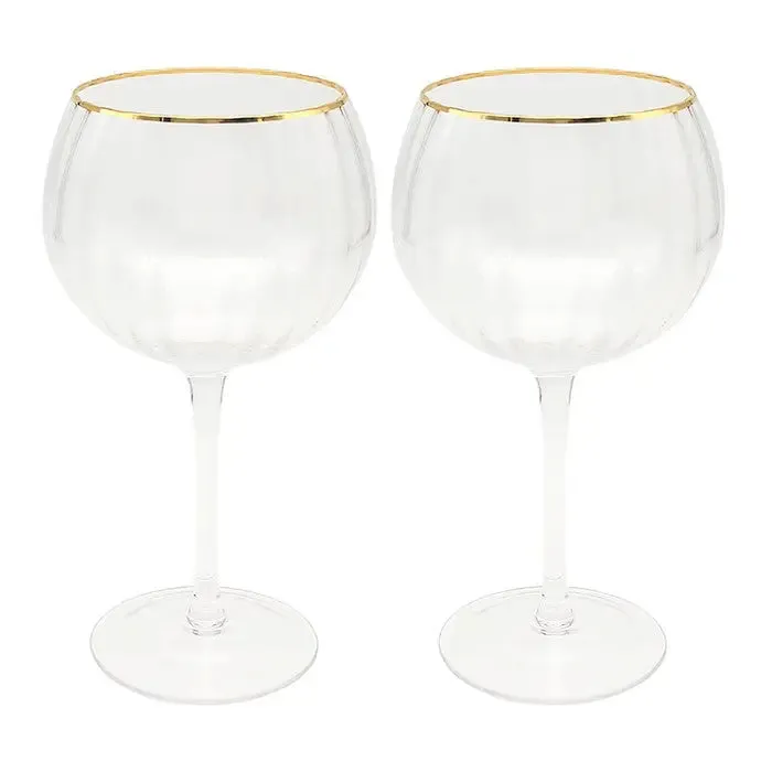 Gold Deco Glasses Set of 2 - Assorted Designs - Gin / Flute / Wine / Tumbler