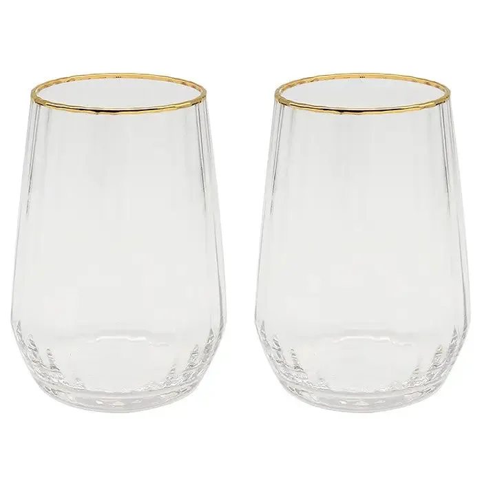 Gold Deco Glasses Set of 2 - Assorted Designs - Gin / Flute / Wine / Tumbler