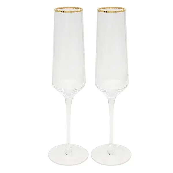 Gold Deco Glasses Set of 2 - Assorted Designs - Gin / Flute / Wine / Tumbler