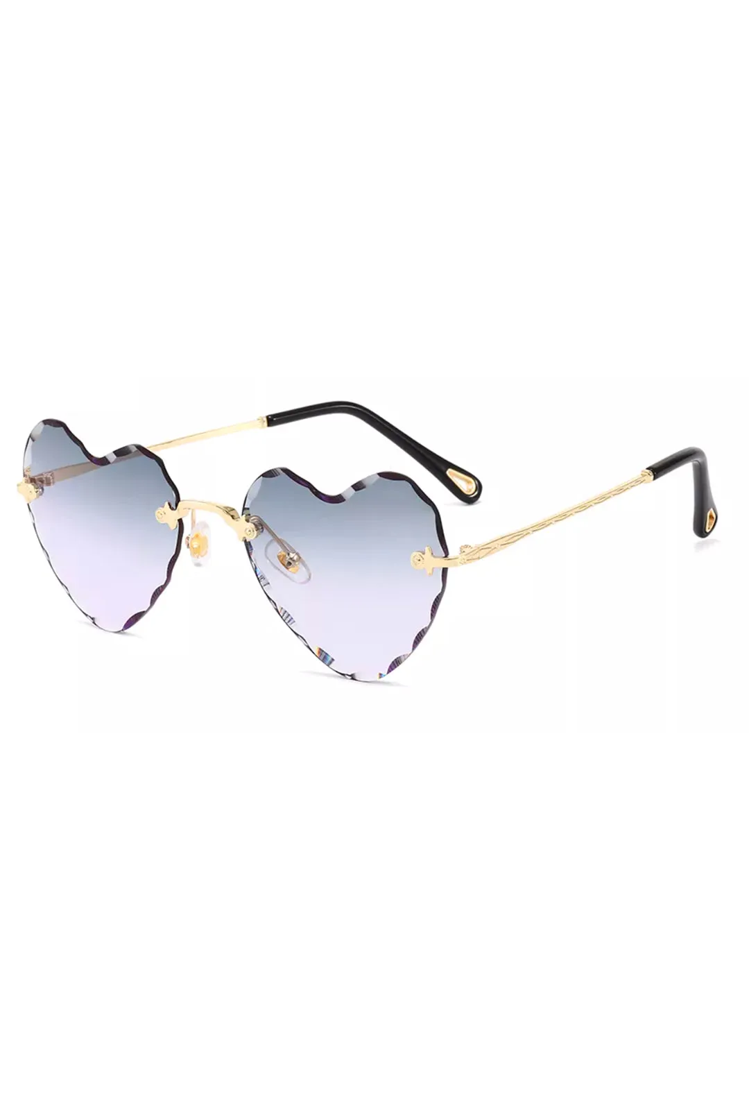 Gradient Ash Blue to Light Purple Heart Glasses