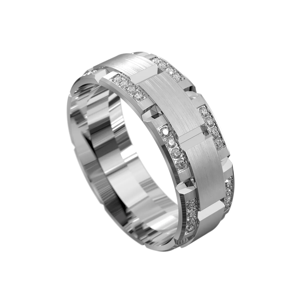 Grooved Cutout Full Circle Diamond Ring