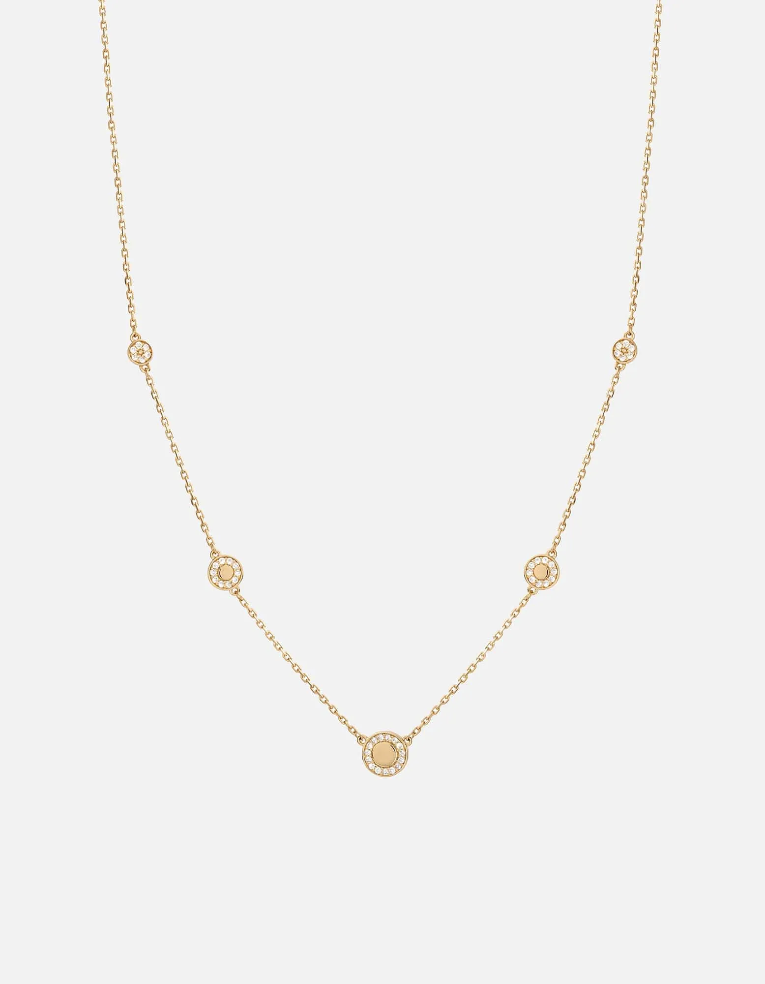 Halo Necklace, 14k Gold Pavé