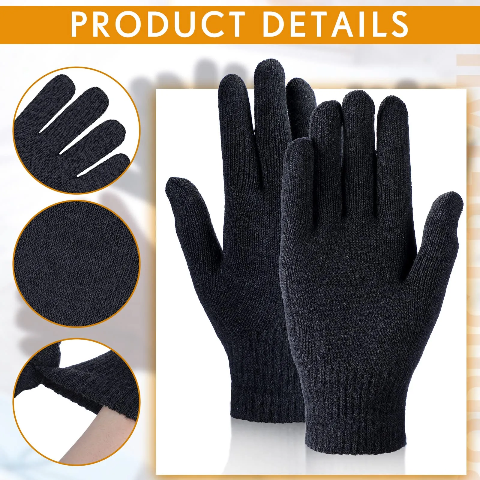 Handepo 100 Pairs Adult Knit Gloves Bulk Winter Warm Stretchy Gloves for Cold Weather Outdoor Sports Skating Skiing Donation Gifts