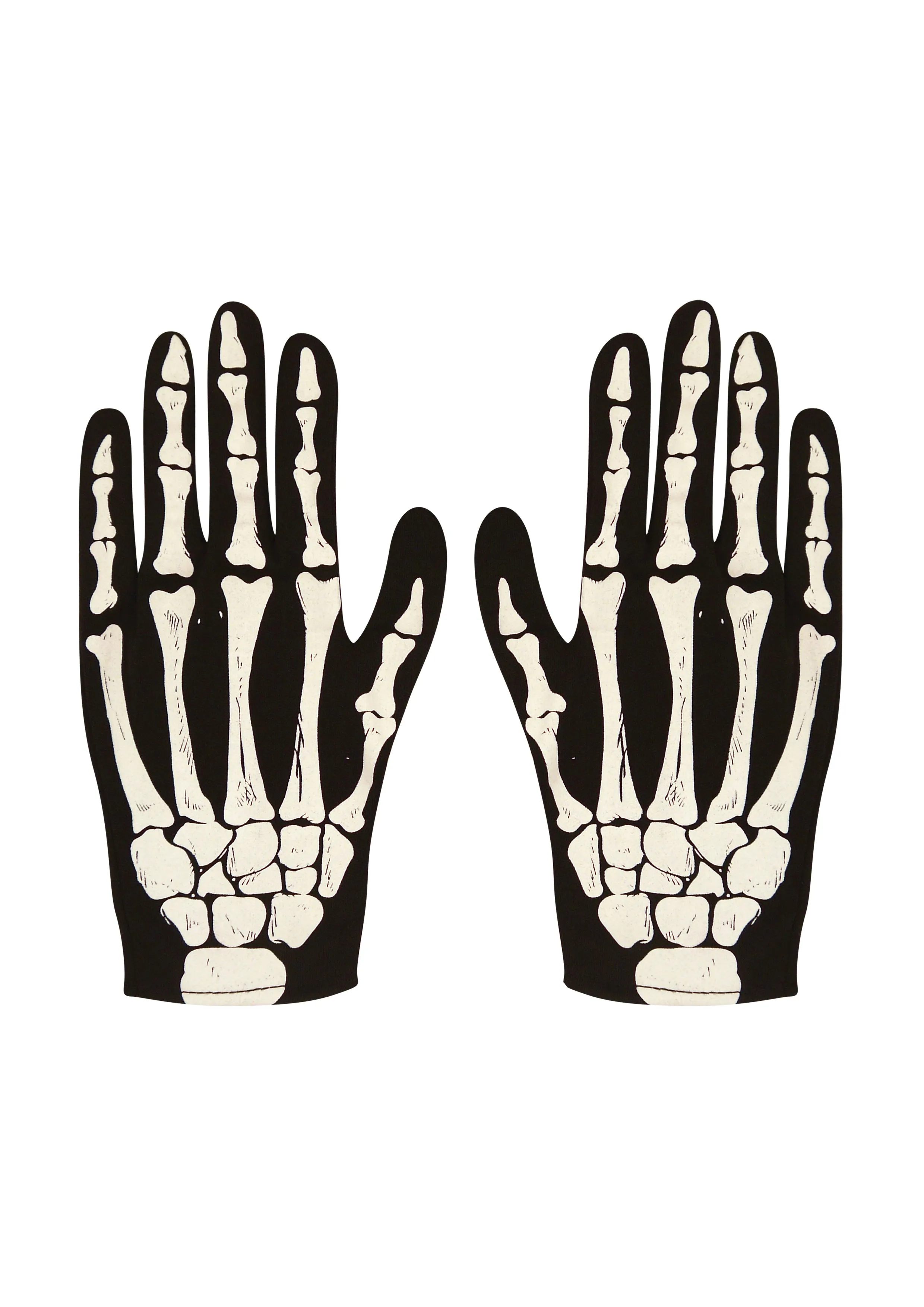 Horror Style Costume Set: Hockey Face Mask and White Plastic Adults Skeleton Gloves