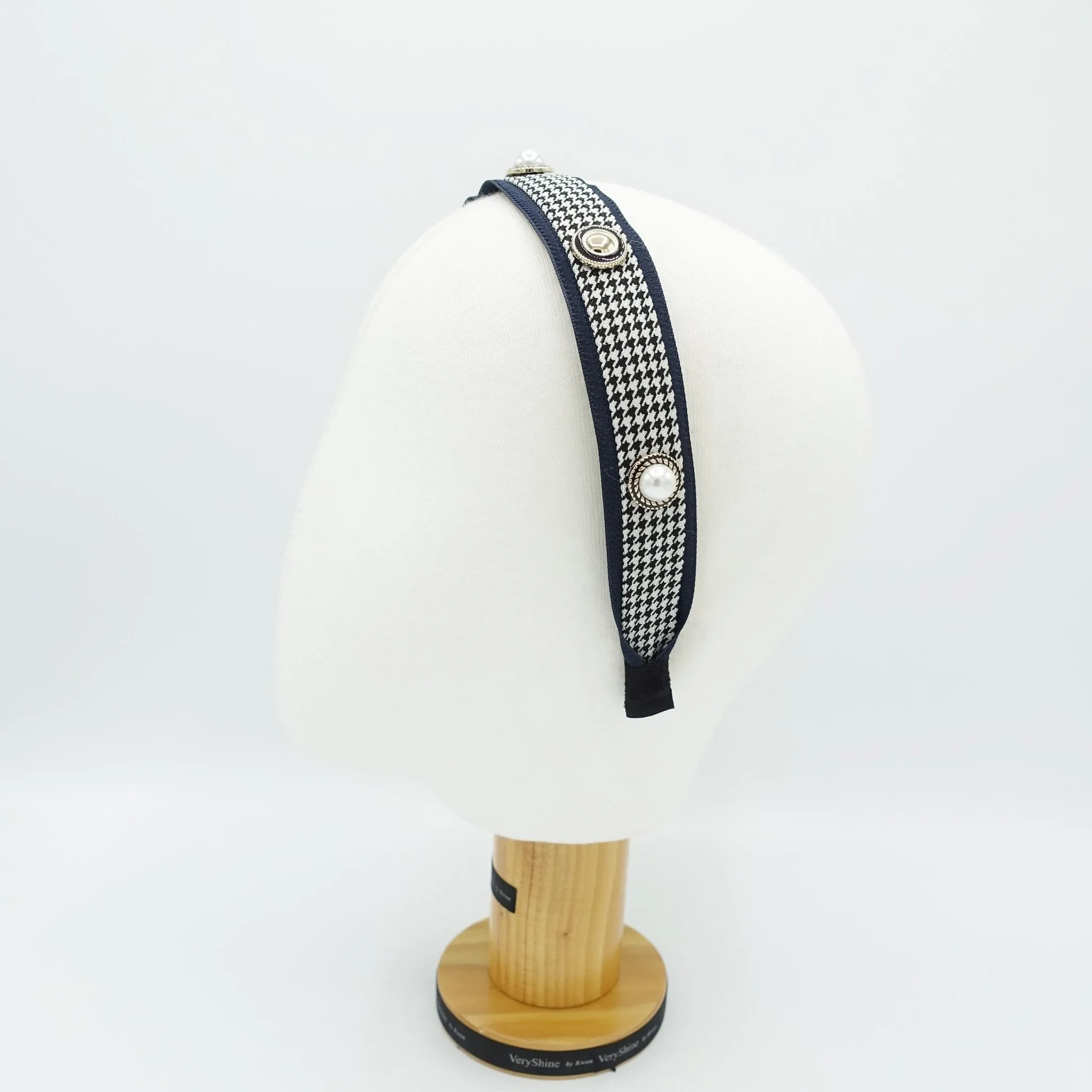 houndstooth headband, pearl embellished headband, hair accessory for women