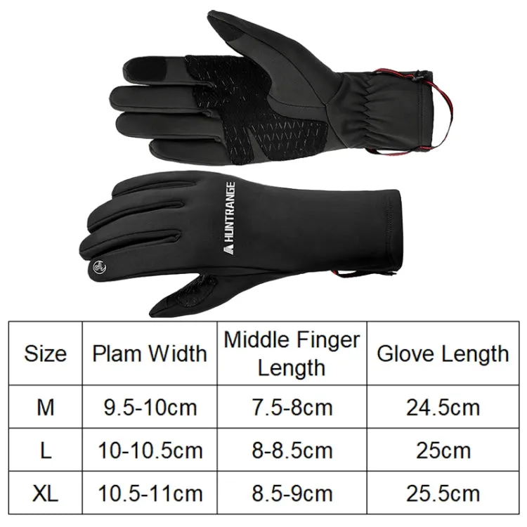 HUNTRANGE A037 Plus Velvet Sports Windproof Waterproof Touch Screen Riding Gloves, Size: XL(Gray)