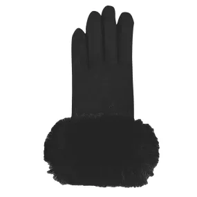 Jeanne Simmons Accessories Faux Fur Cuff Black Gloves (Women's)