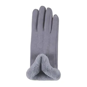 Jeanne Simmons Accessories Faux Suede With Cuff Grey Gloves (Women's)