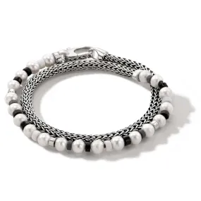 John Hardy Colorblock Pearl Wrap Bracelet in Sterling Silver