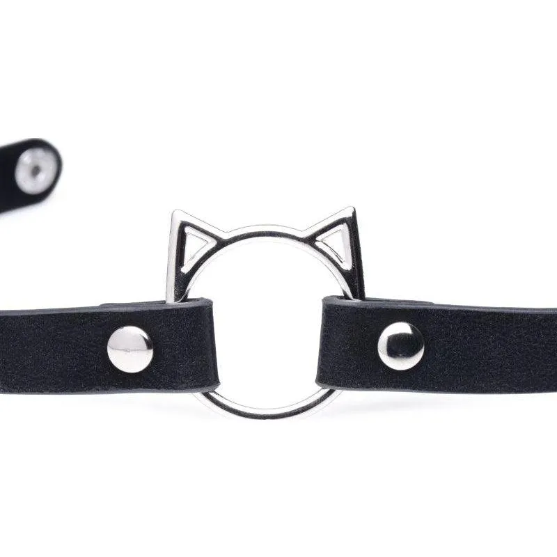 Kinky Kitty Ring Slim Choker Black