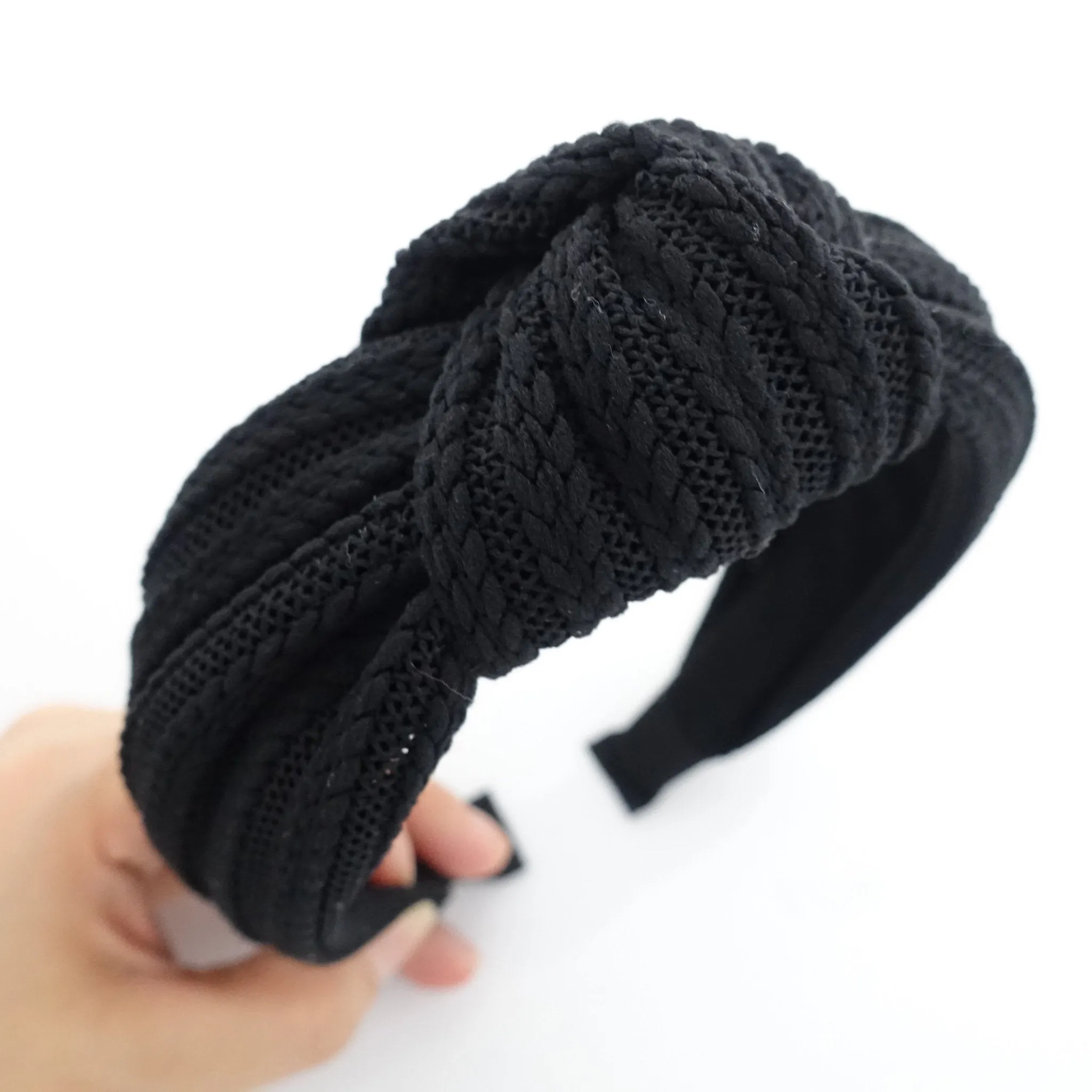 knit stripe top knot headband woman hairband