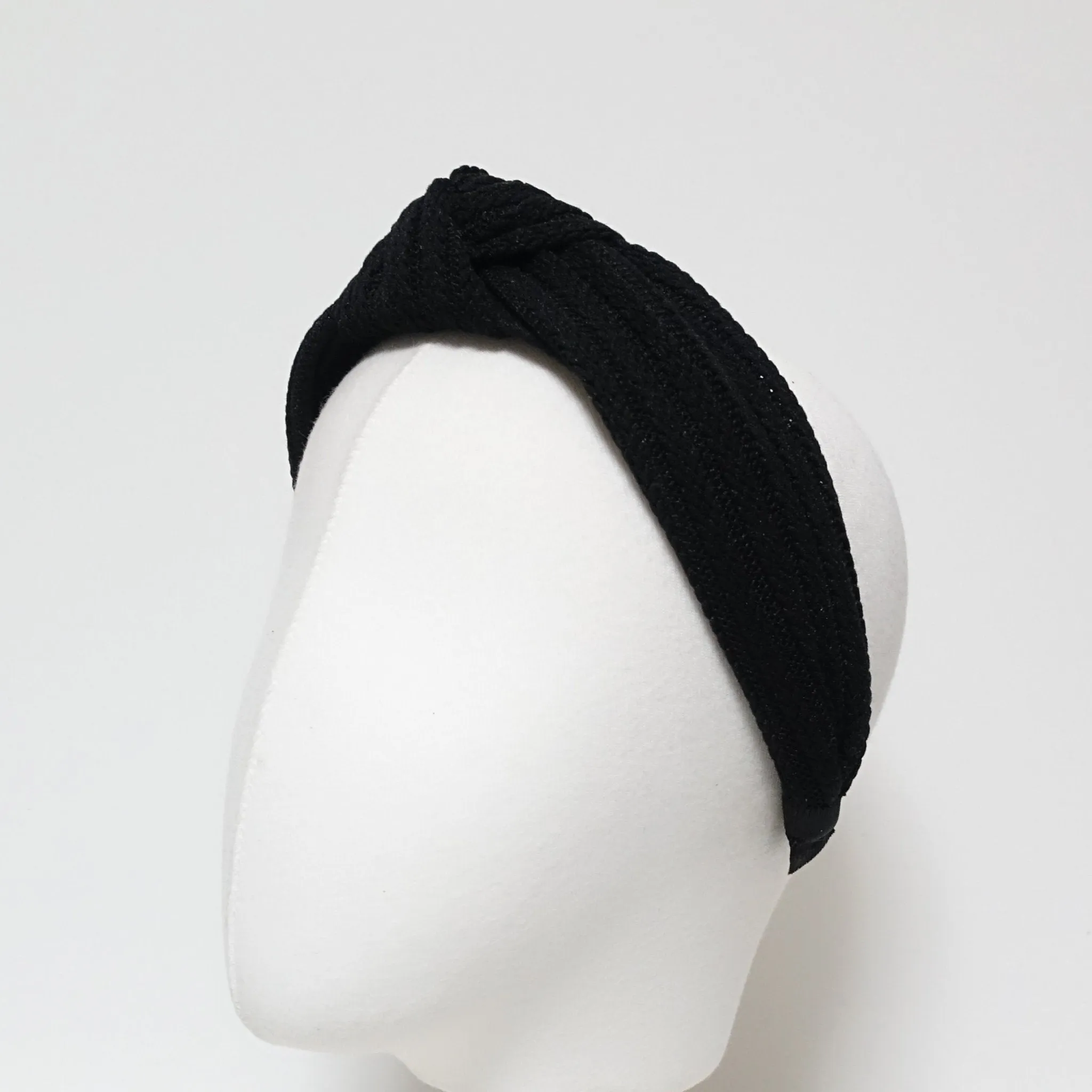 knit stripe top knot headband woman hairband