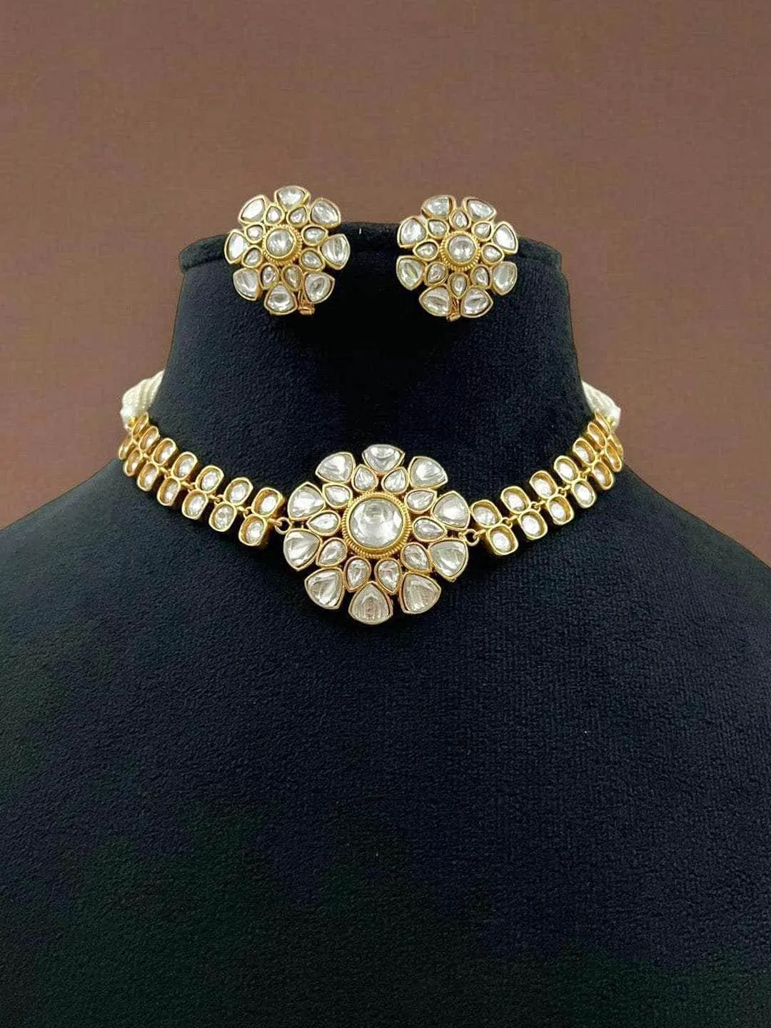 Kundan Delightful Rice Beed Necklace Set