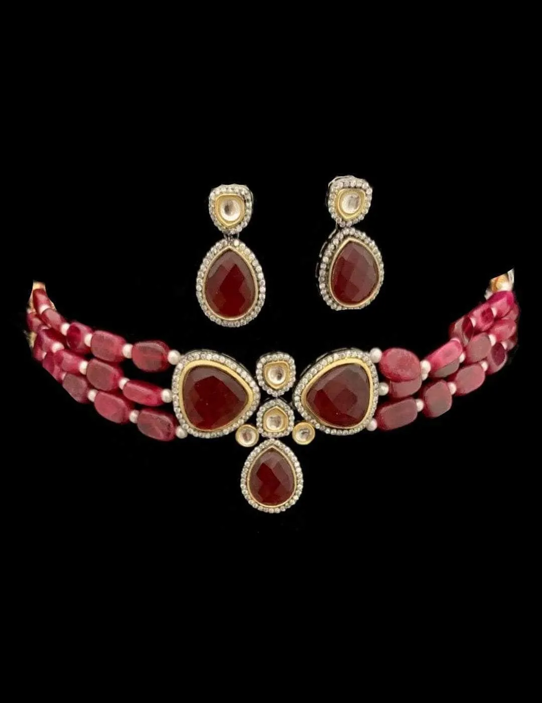 Kundan Stone Studded Choker Necklace Set