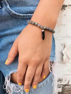 Labradorite Bracelet // Gemstone Spike Charm