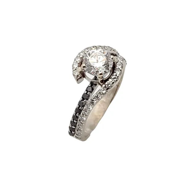 Ladies 14k White Gold Diamond Ring .75ct F/VVS2 GIA Cert Barkev Mounting