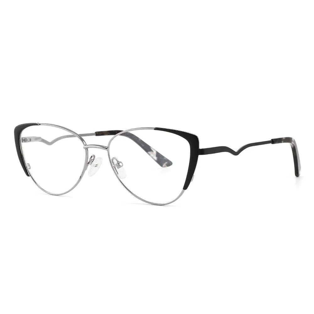 Laoyehui Unisex Full Rim Cat Eye Alloy Anti Blue Light Reading Glasses 8911