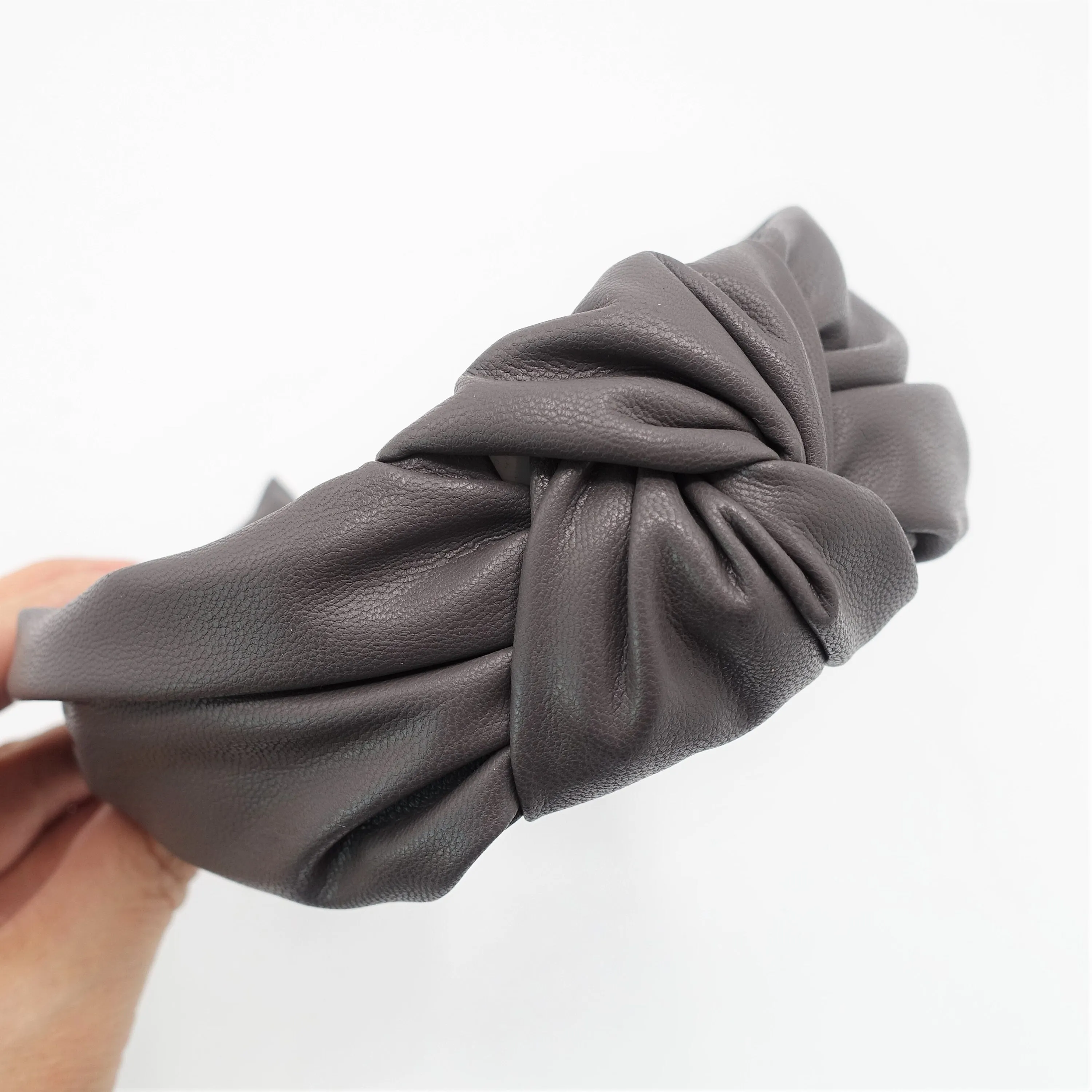 leather top knot headband stylish Fall Winter hairband women hair accessories