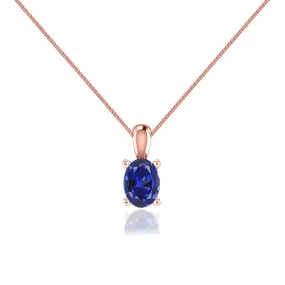 LILA - Oval Blue Sapphire 4 Claw Drop Pendant 18k Rose Gold