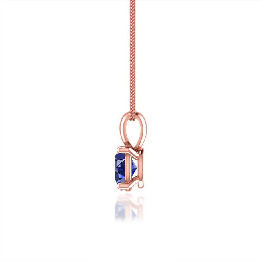 LILA - Oval Blue Sapphire 4 Claw Drop Pendant 18k Rose Gold