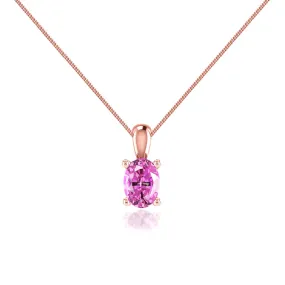 LILA - Oval Pink Sapphire 4 Claw Drop Pendant 18k Rose Gold