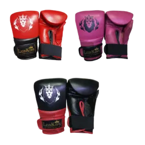 LION KING MUAY THAI BOXING TRAINING BAG GLOVES MITTS 4 oz M-L 3 Colours