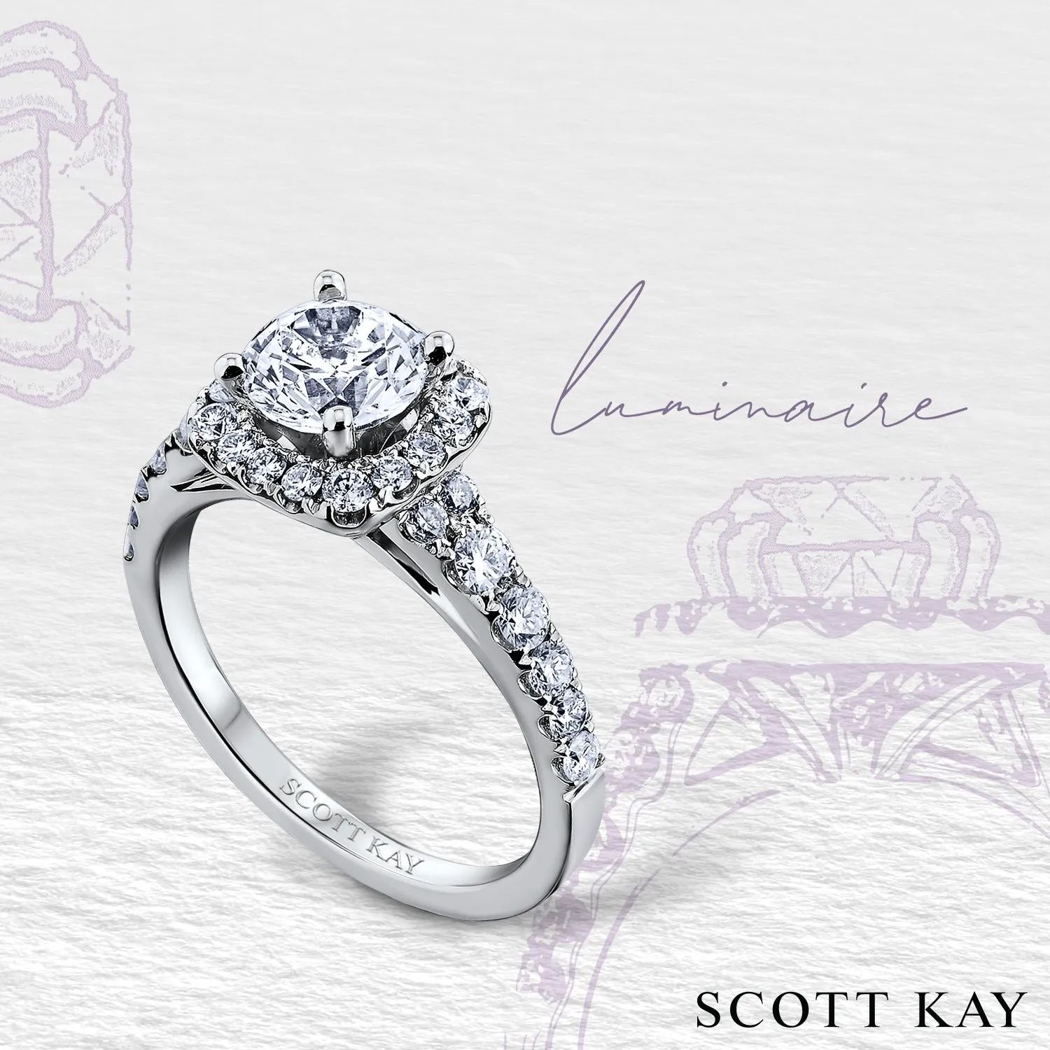 Luminaire Princess Cut Halo Engagement Ring