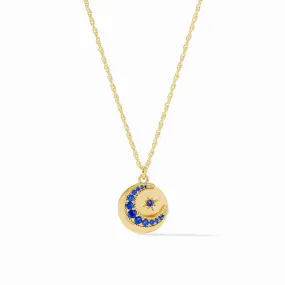 Luna Delicate Charm Necklace - Sapphire Blue