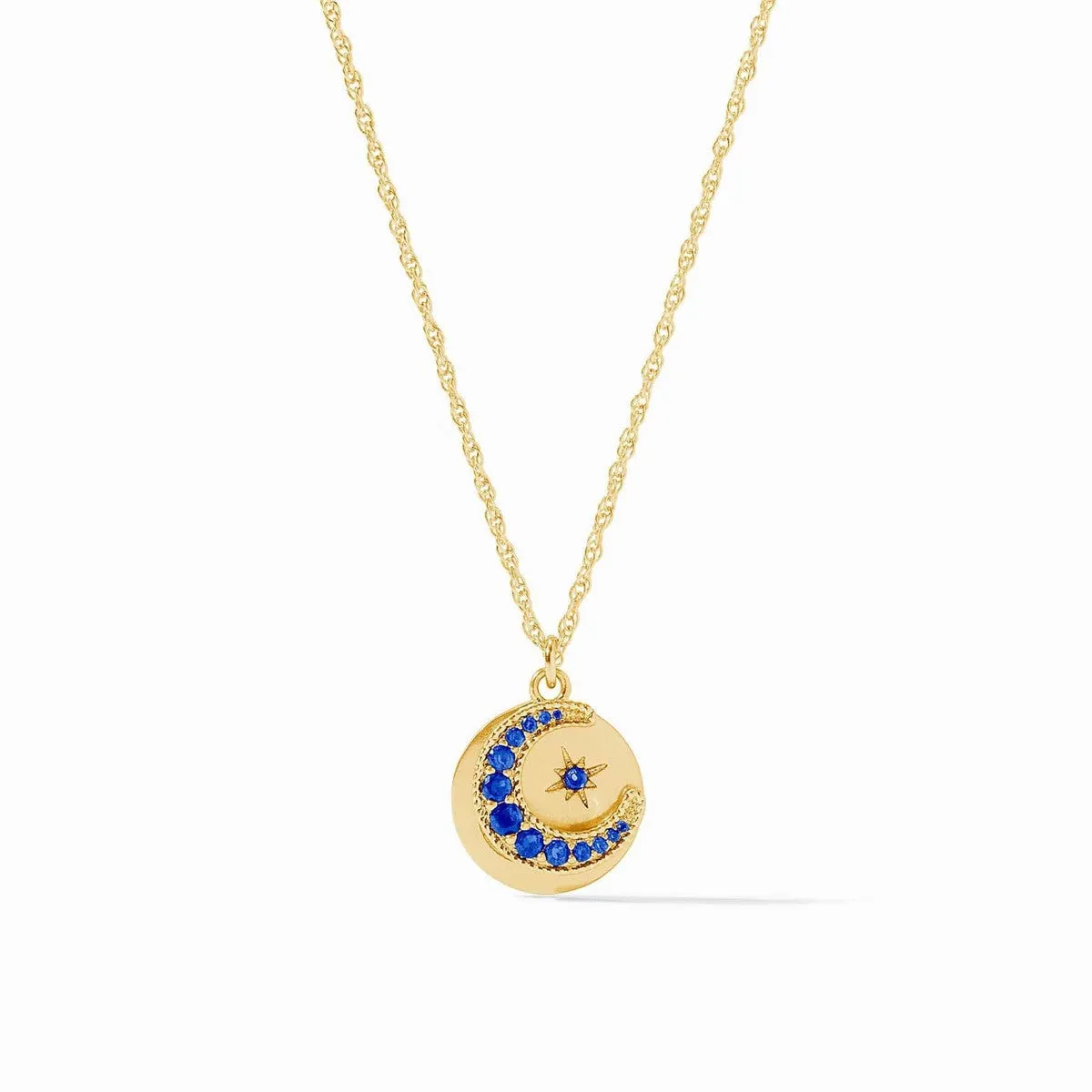 Luna Delicate Charm Necklace - Sapphire Blue