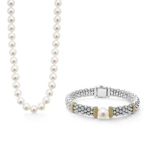 Luna Pearl Necklace and Bracelet Gift Set