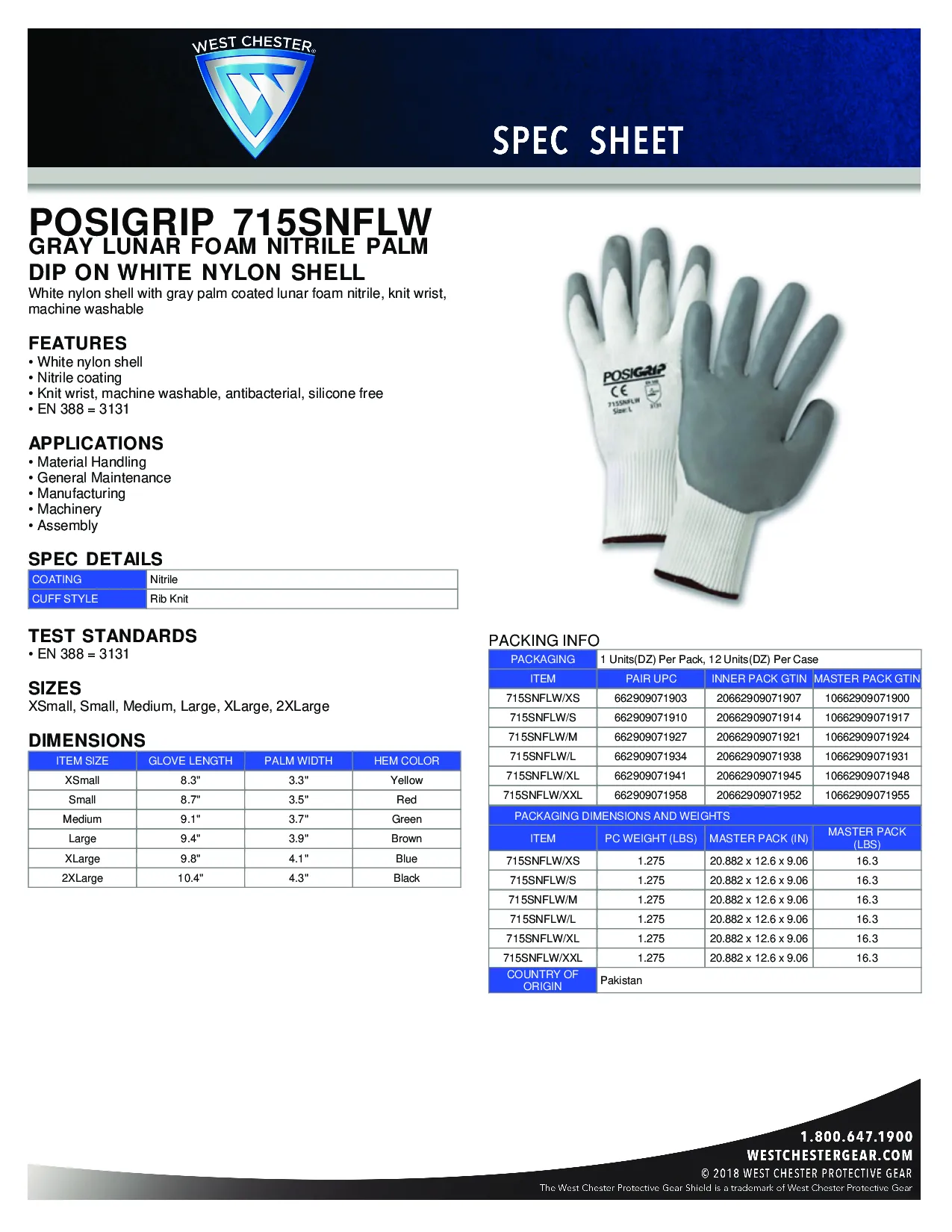 Lunar Foam Gloves with Foam Palm 1pair