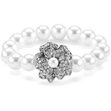 Maisie Colored Pearl and Crystal Flower Bracelet