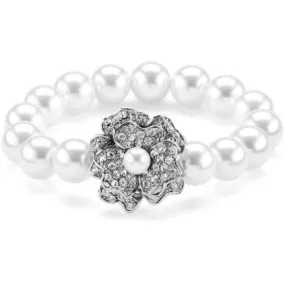 Maisie Colored Pearl and Crystal Flower Bracelet