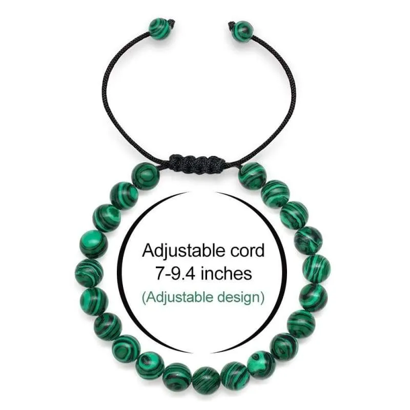 Malachite Beaded Bracelets for Men Green - 8mm Tiger's Eye Stone Beads Bracelet  Natural Matte Agate Onyx Yoga Essential Oils Anxiety Aromatherapy Bracelets Jewelry Birthday Gifts for Men