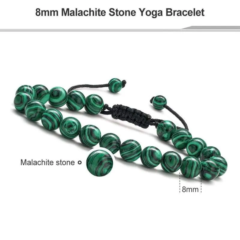 Malachite Beaded Bracelets for Men Green - 8mm Tiger's Eye Stone Beads Bracelet  Natural Matte Agate Onyx Yoga Essential Oils Anxiety Aromatherapy Bracelets Jewelry Birthday Gifts for Men