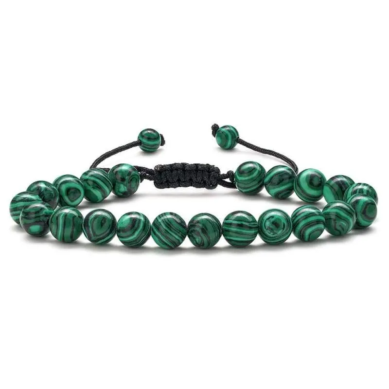 Malachite Beaded Bracelets for Men Green - 8mm Tiger's Eye Stone Beads Bracelet  Natural Matte Agate Onyx Yoga Essential Oils Anxiety Aromatherapy Bracelets Jewelry Birthday Gifts for Men