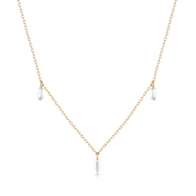 Marina | Floating Triple Baguette White Sapphire Necklace