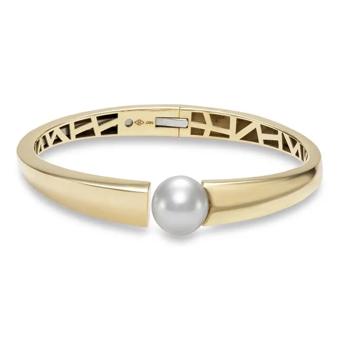 Mastoloni Fresh Water Cultured Pearl Bangle Bracelet in 14K Yellow Gold