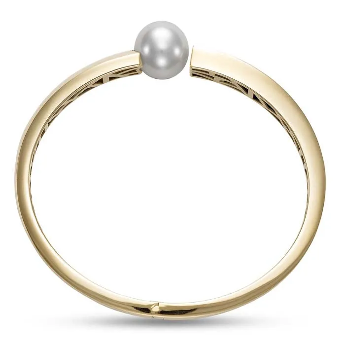 Mastoloni Fresh Water Cultured Pearl Bangle Bracelet in 14K Yellow Gold