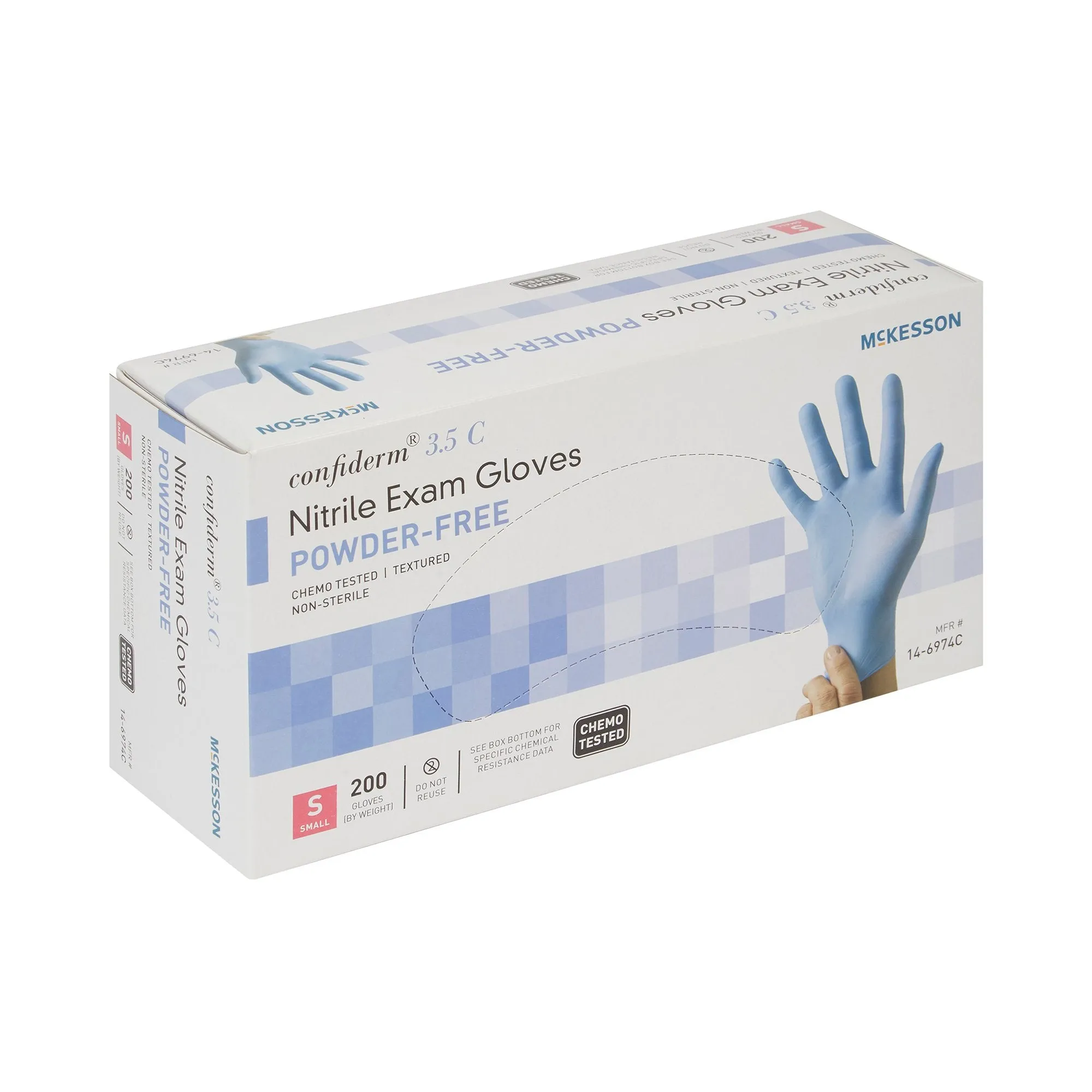 McKesson Confiderm® 3.5C Nitrile Exam Glove, Small, Blue