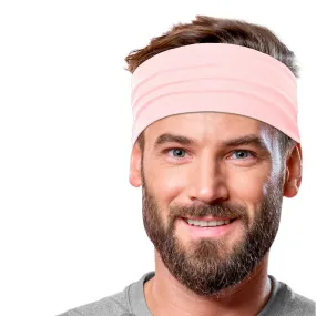 Men's Headbands Cotton Jersey 5" Wide Sports Fitness Yoga Made in the USA Blush